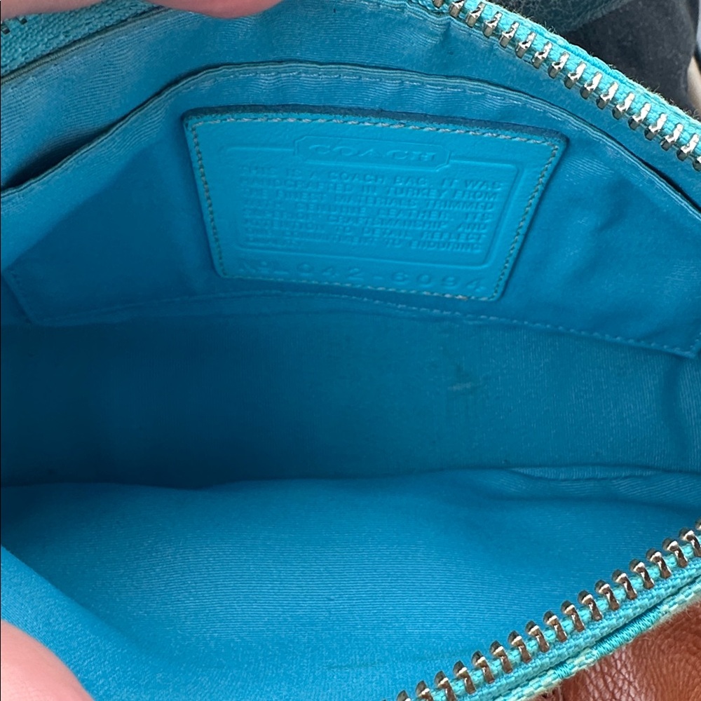 Coach Y2K Demi Baguette Ice Blue Canvas Leather Shoulder Bag - Picture 7 of 12